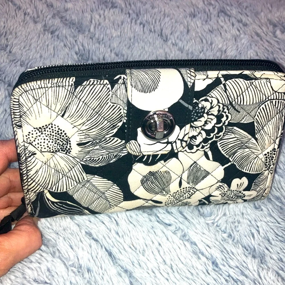 Vera Bradley Black and White Floral Wallet - Picture 12 of 12